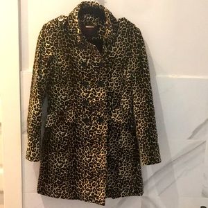Buffalo David Bitton Leopard Print Pea Coat Velour